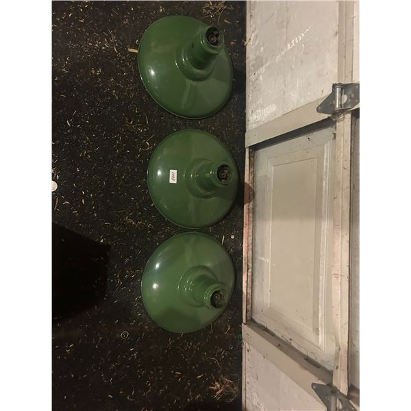 3-porcelain service station metal light shades-16" across