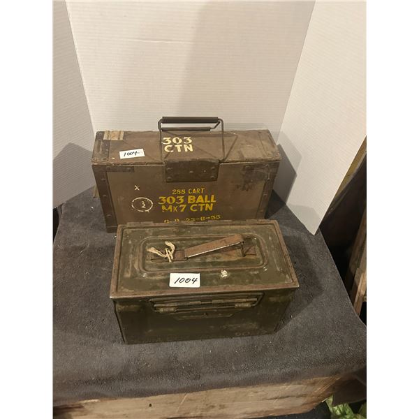 2-ammo boxes wooden-303 ball mk7- 1955 metal box cali 50 m2-nice boxes