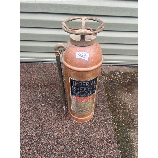 Copper fire extingiusher imperial soda and acid 24" high