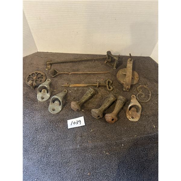 Vintage collectibles-3 cast feet, 3 bottle openers, etc