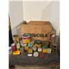 Image 1 : Wooden pepsi crate + lot of collectible tins-22tins