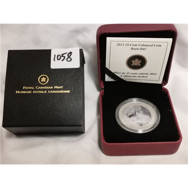 2013 25 cent large coin, barn owl