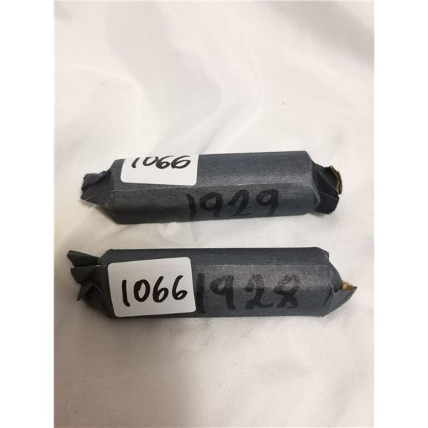 1928, 1929 full rolls of 5 cent coins