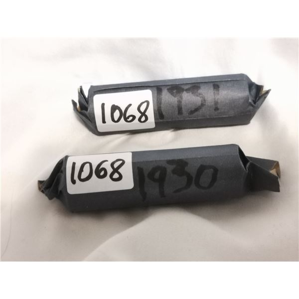 1930, 1931 full rolls of 5 cent coins