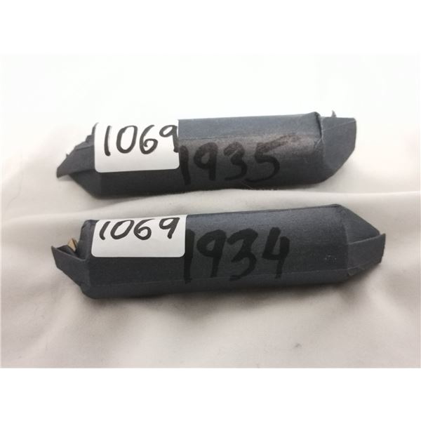 1934, 1935 full rolls of 5 cent coins
