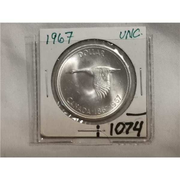 1967 UNC $1 coin, silver