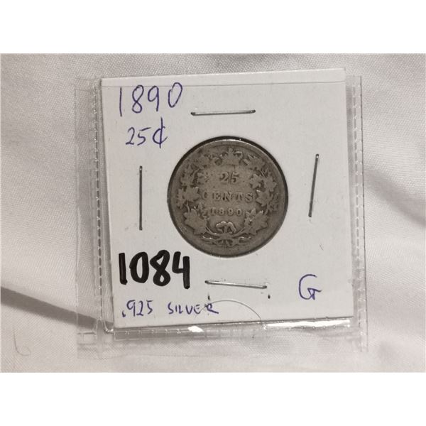 1890 silver 25 cent