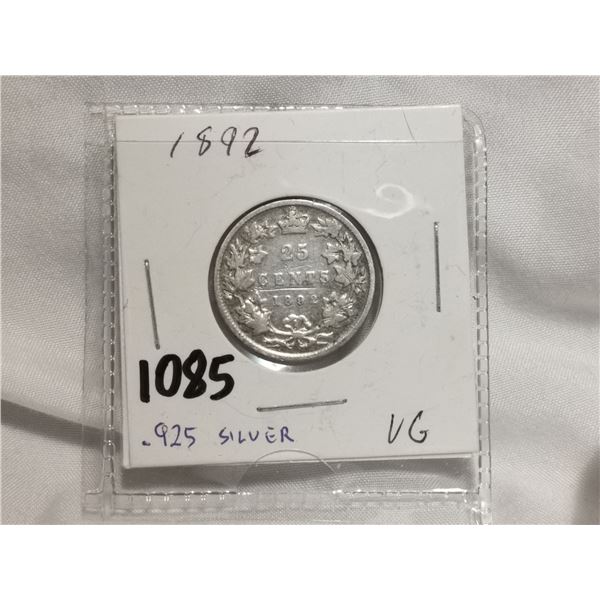 1892 silver 25 cent