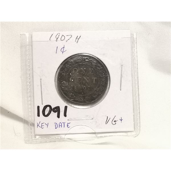 1907 H large one cent, key date