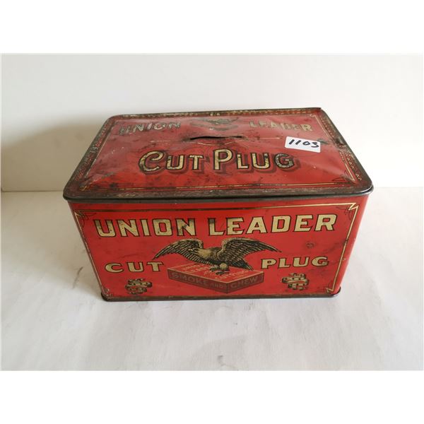 Union leader tobacco tin 8x5.5x4