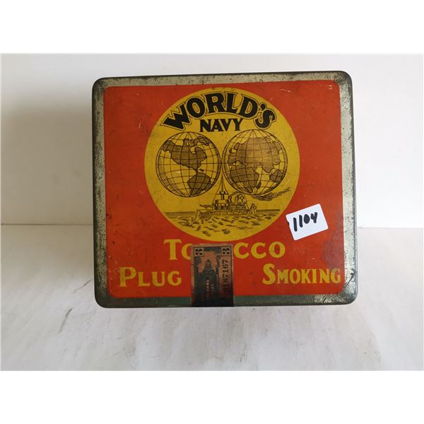 World navy tobacco tin 7x6x3