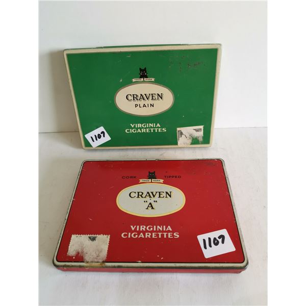 2 craved 'A' tobacco tins