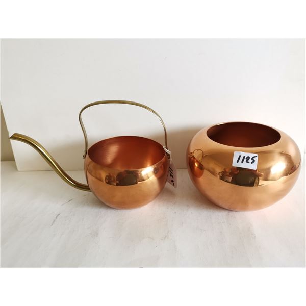 Copper pitcher and bowl