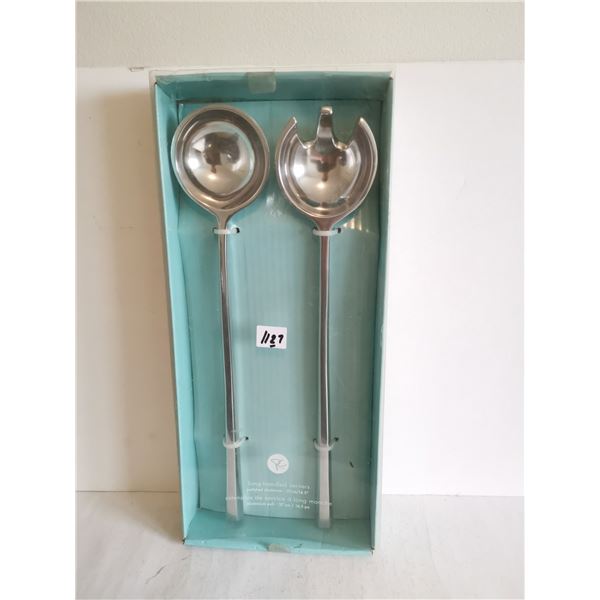 Long handled servers polished aluminium