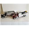 Image 1 : Tow truck and dump truck - 11" long, plastic