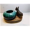 Image 4 : CARVED SCOTTY DOG AND BLUE MOUNTAIN POTTERY BOWL
