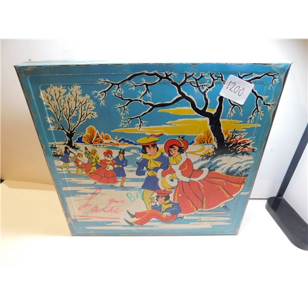 VINTAGE CHRISTMAS THEMED TIN FROM BISCUITS