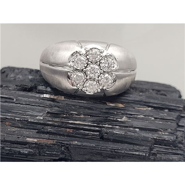 Man's Natural Seven-Diamond Cluster Halo Ring PLT