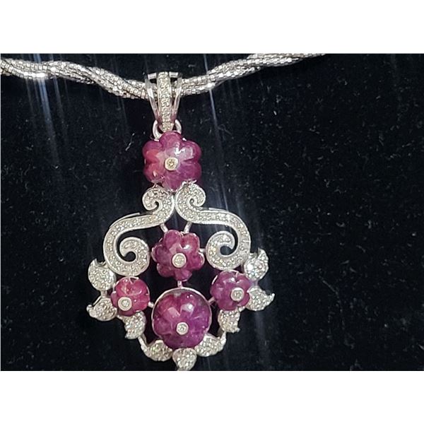 Contemporary Ruby and Diamond "Tortiglioni" Necklace