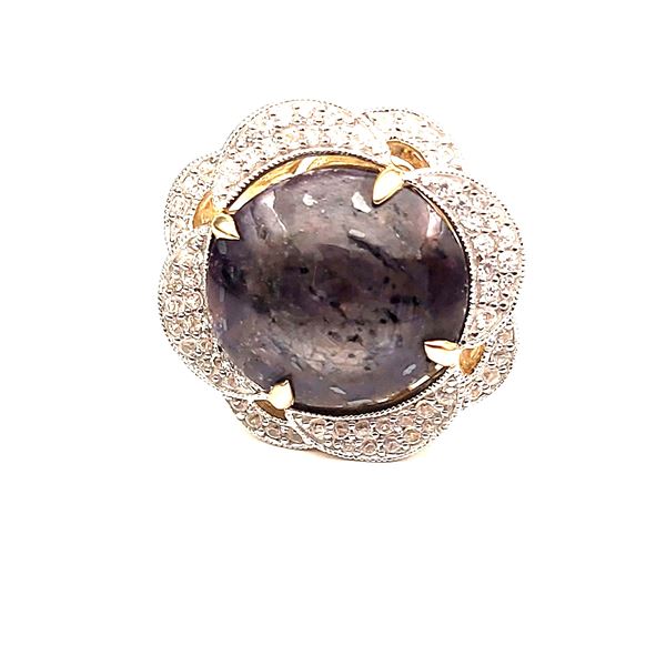 Ruby Ring w/ White Sapphire Flower Petal Halo COA