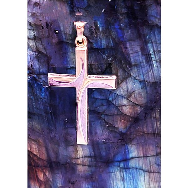 Stylized Cross Pendant 14K Yellow and White Gold
