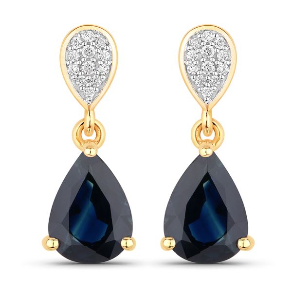 Elegant Blue Sapphire and Diamond Dangle Earrings