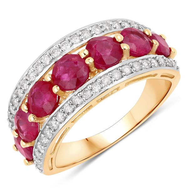 Genuine Ruby & Natural Diamond Tapered Band, Ring