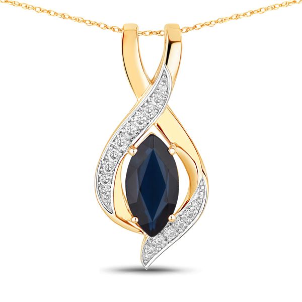 Marquise Blue Sapphire and Diamond Bypass Pendant