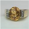 Image 1 : Bezel-Set Honey-Colored Citrine and Diamond Ring