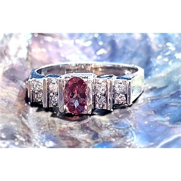 Color Changing Garnet & Diamond Ring