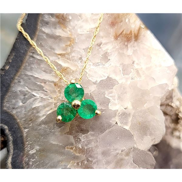 Genuine Emerald Clover Necklace Signed CID, Clyde Duneier Inc