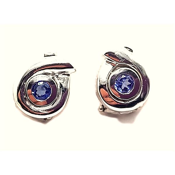 14K Awareness Ribbon-Wrapped Tanzanite Earrings