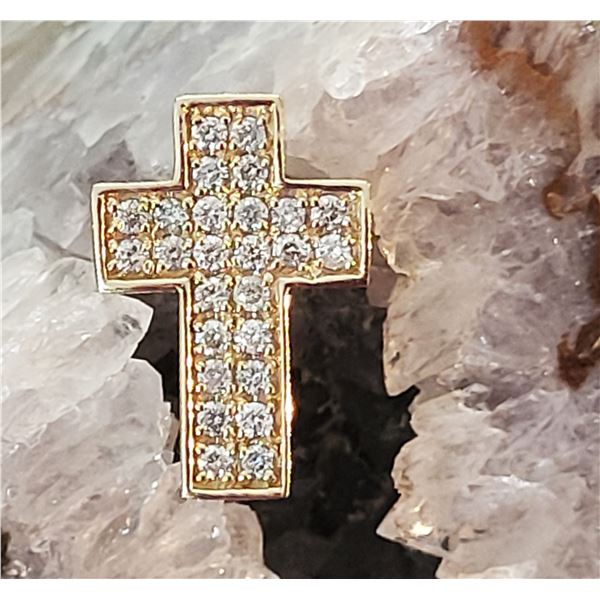 14K Yellow Gold Cross with .99 CTW Diamond