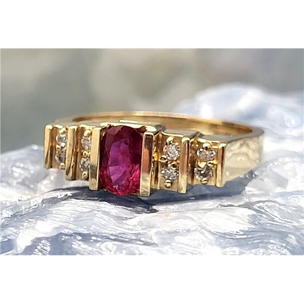 14K Yellow Gold Ruby and Diamond Band Ring