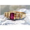Image 1 : 14K Yellow Gold Ruby and Diamond Band Ring