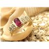 Image 29 : 14K Yellow Gold Ruby and Diamond Band Ring