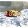 Image 2 : 14K Yellow Gold Ruby and Diamond Band Ring