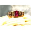 Image 37 : 14K Yellow Gold Ruby and Diamond Band Ring