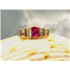 Image 4 : 14K Yellow Gold Ruby and Diamond Band Ring