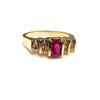 Image 9 : 14K Yellow Gold Ruby and Diamond Band Ring