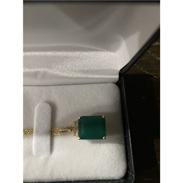 Jewelry - Jade Pendant Necklace, 14K Gold, Diamonds, Jade