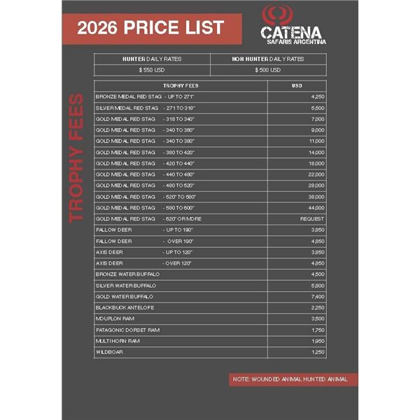 Argentina - Big Game Hunt for up to 4 hunters