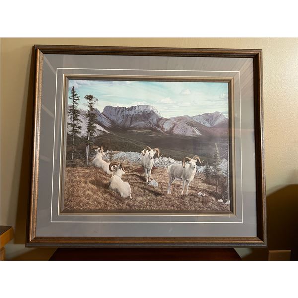 Limited edition print titled “North Country Rams” by Dave Reynolds