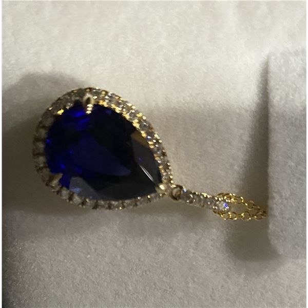 Jewelry - Sapphire Pendant Necklace with Gold, Diamonds, and Sapphire