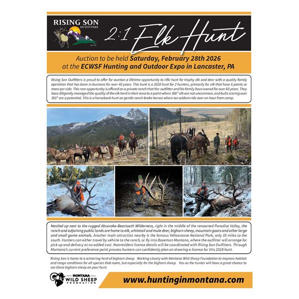 Montana – Elk and Deer Hunt for two (2) hunters for 2028