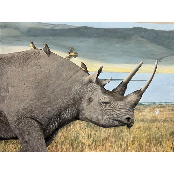 Framed Original Acrylic Painting featuring Black Rhino