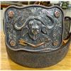 Image 2 : Clint Orms Engraver & Silversmith Sterling Silver & Gold Trophy Buckle & Cape Buffalo Belt