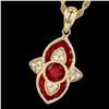 Image 2 : Jewelry: Dorman's Ladies 14Kt Gold, Ruby & Diamond Ring, Necklace & Ear Ring Set