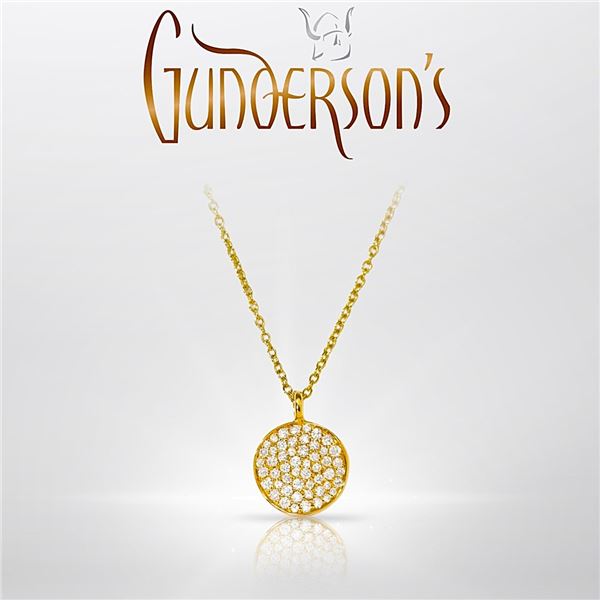 Jewelry: Grunderson's 18kt Gold & Diamond necklace + a set of 14kt Gold & Diamond Earrings.
