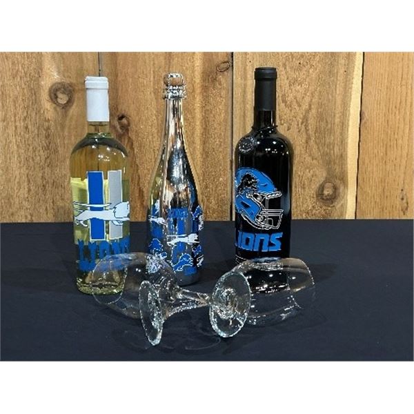 Detroit Lions Themed - 3 Bottle Wine Assortment